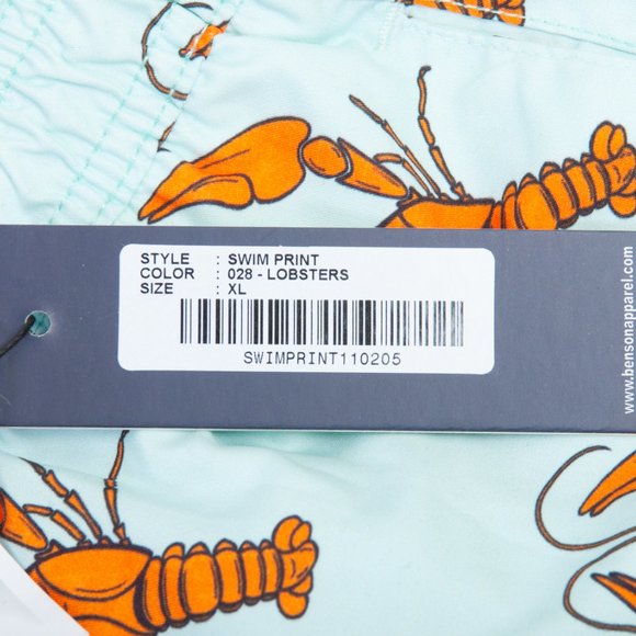 Benson NWT Blue Lobster Print Swim Shorts - Picture 3 of 4